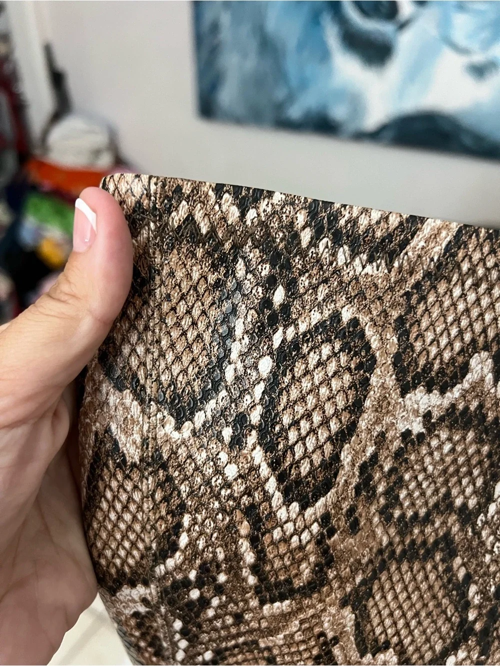 Snake Print Thigh High Block Heel Boots - Brown (read description)